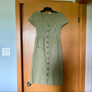 Pink Blush Sage Green Midi Dress